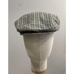 GAP Flat Cap Hat Mens Green Plaid Cotton Lined Newsboy Casual Driver L
